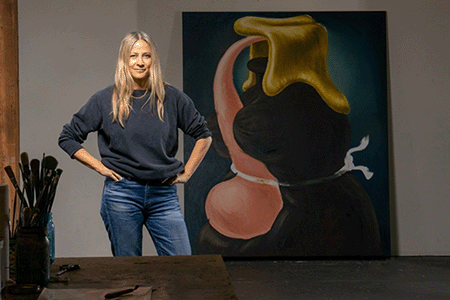 The artist in her studio Courtesy of Juxtapoz Magazine, Portrait by David Broach